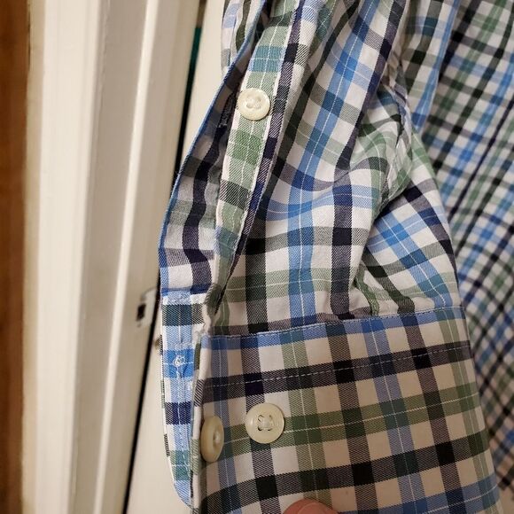 Peter millar button up mens size xl micro check button up 100% cotton preppy - Picture 3 of 8